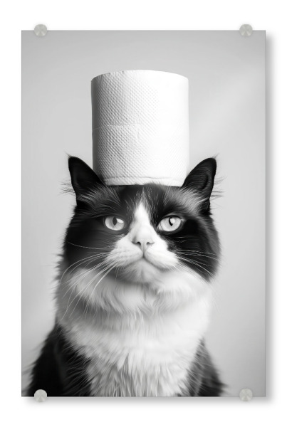 Acrylglasbild "Toilet Paper Cat Bathroom Humor" artboxONE - Tiere,Comic