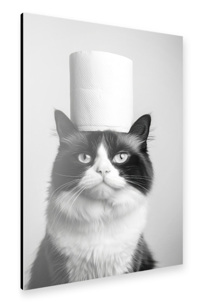 Alu-Dibond "Toilet Paper Cat Bathroom Humor" 75x50 cm artboxONE