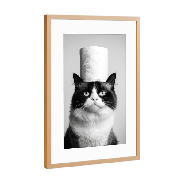 Poster mit Rahmen Kupfer "Toilet Paper Cat Bathroom Humor" artboxONE - Tiere,Comic