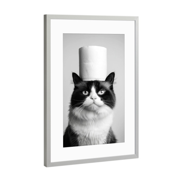 Poster mit Rahmen Silber "Toilet Paper Cat Bathroom Humor" artboxONE - Tiere,Comic