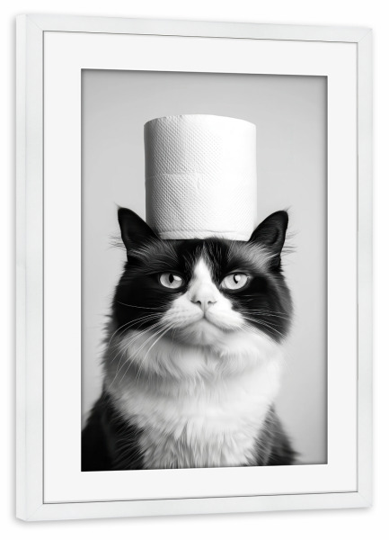 Poster mit Rahmen weiß "Toilet Paper Cat Bathroom Humor" artboxONE - Tiere,Comic