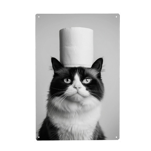 Metall Poster "Toilet Paper Cat Bathroom Humor" artboxONE - Tiere,Comic