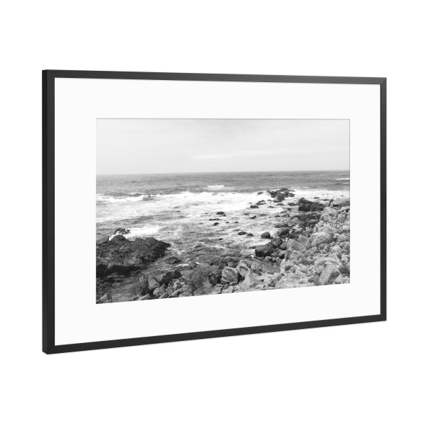 Poster mit Rahmen Schwarz (Metallic) "Salt Point Trail, CA" artboxONE - Natur,Reise,Schwarzweiß,Reise / Strand und Meer,Reise / Länder
