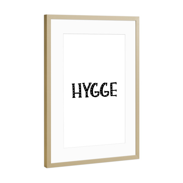 Poster mit Rahmen Gold "Hygge-Typografie" artboxONE - Typografie