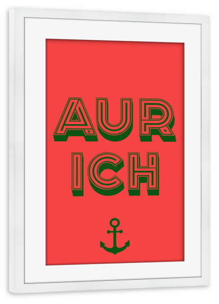 Poster mit Rahmen weiß "Aurich Pop-Art" artboxONE - Städte,Typografie,Reise,Städte / Weitere