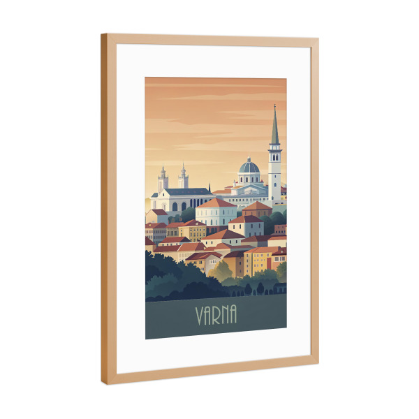Poster mit Rahmen Kupfer "Die Skyline von Varna" artboxONE - Städte,Reise,Abstrakt,Architektur