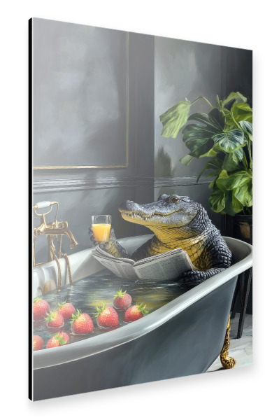 Alu-Dibond "Krokodil nimmt ein Bad A" 75x50 cm artboxONE