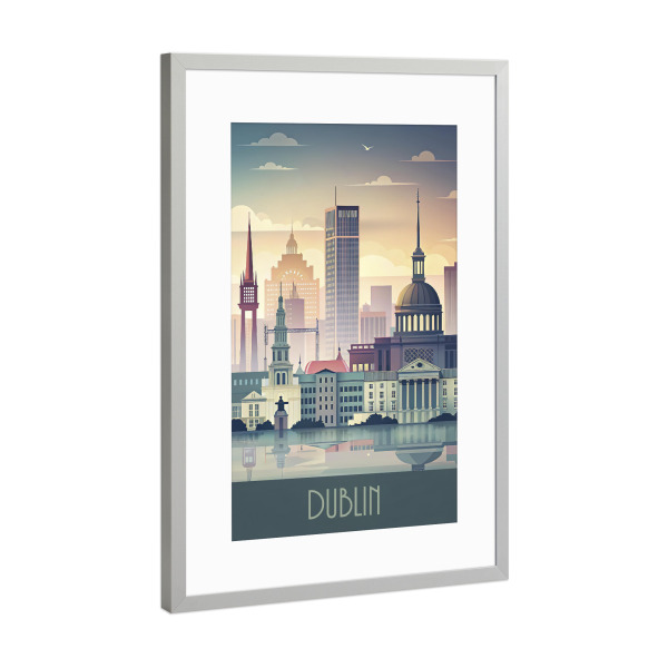 Poster mit Rahmen Silber "Minimalist skyline of Dublin B" artboxONE - Städte,Reise,Architektur