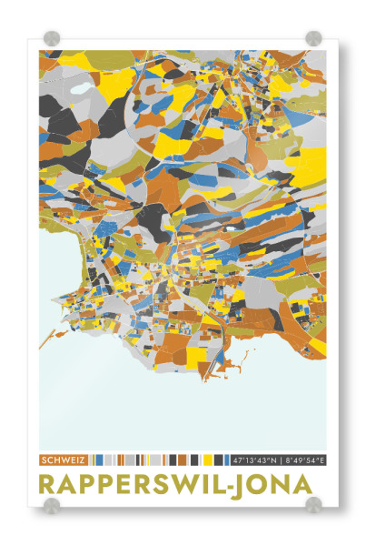 Acrylglasbild "Rapperswil-Jona Color" artboxONE - Städte / Weitere,Kartografie