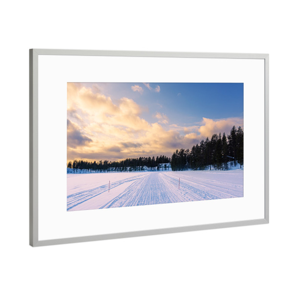 Poster mit Rahmen Silber "Sonnenuntergang im Winter" artboxONE - Natur,Reise,Reise / Länder