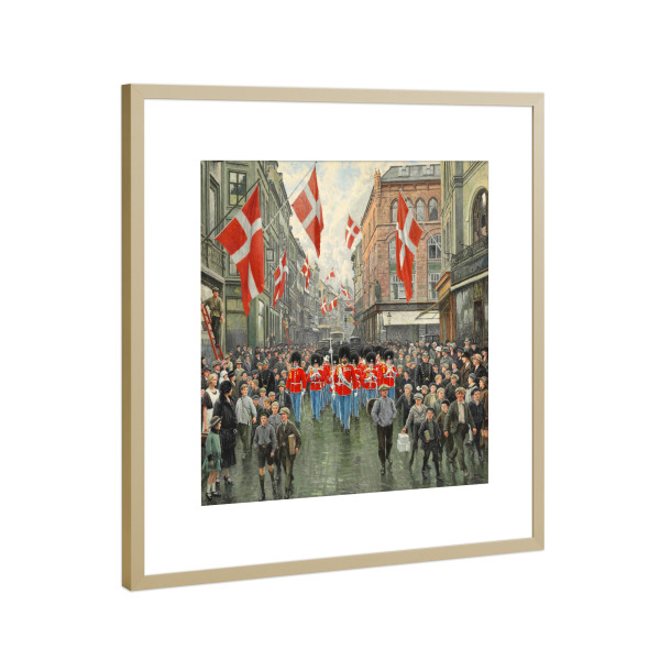 Poster mit Rahmen Gold "Der Geburtstag des Königs" artboxONE - Städte,Menschen,Architektur