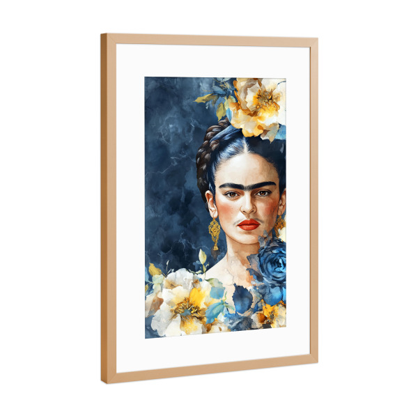 Poster mit Rahmen Kupfer "Frida-Porträt AH" artboxONE - Menschen - Frida,Frida kahlo,Porträt,Frau,Mädchen