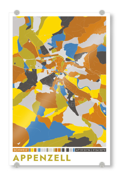 Acrylglasbild "Stadt Appenzell Colormap" artboxONE - Städte / Weitere