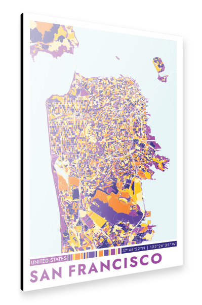 Alu-Dibond "Stadt San Francisco Colormap" 75x50 cm artboxONE