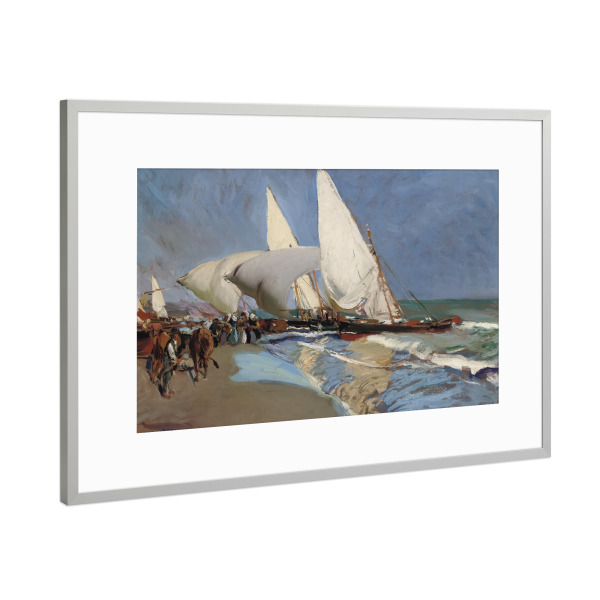 Poster mit Rahmen Silber "Der Strand von Valencia" artboxONE - Reise,Reise / Strand und Meer,Reise / Länder