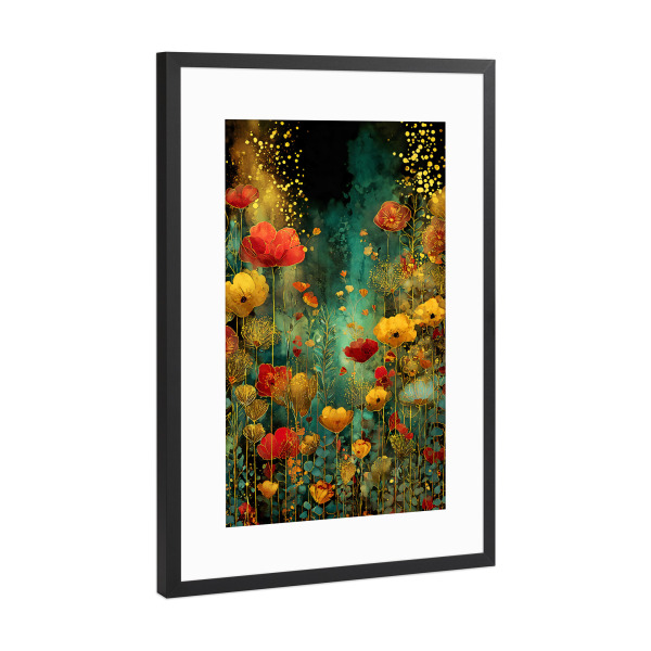 Poster mit Rahmen Schwarz (Metallic) "Wildblumenwiese A (matart)" artboxONE - Natur - Blumen,Garten,Wiese,Natur,Modern,Abstraktion,Kunst