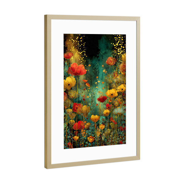 Poster mit Rahmen Gold "Wildblumenwiese A (matart)" artboxONE - Natur - Blumen,Garten,Wiese,Natur,Modern,Abstraktion,Kunst