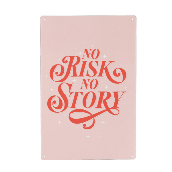 Holzbild "No Risk. No Story. Trau dich" artboxONE - Typografie