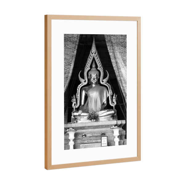 Poster mit Rahmen Kupfer "Buddha b/w" artboxONE - Reise,Schwarzweiß,Reise / Asien,Reise / Länder