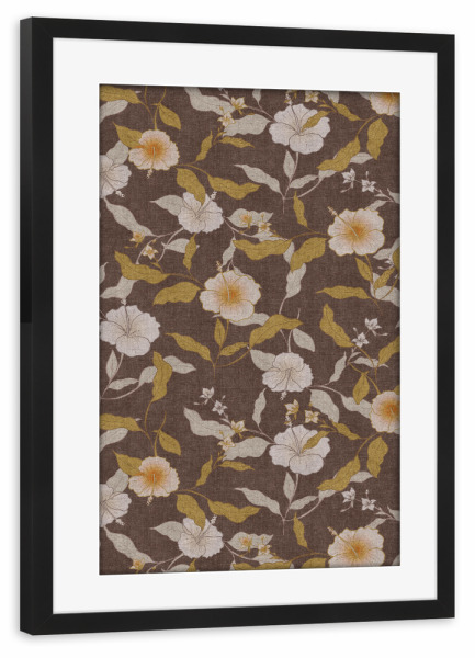 Poster mit Rahmen schwarz "Verblasste tropische Blumenantike" artboxONE - Floral