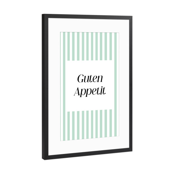 Poster mit Rahmen Schwarz (Metallic) "Guten Appetit - grüne Streifen" artboxONE - Typografie,Essen & Trinken,Abstrakt,Für Mama
