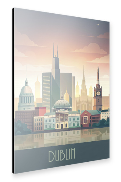 Alu-Dibond "Minimalistische Skyline von Dublin" 75x50 cm artboxONE