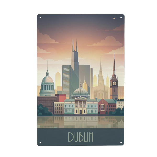 Holzbild "Minimalistische Skyline von Dublin" artboxONE - Städte,Reise,Architektur