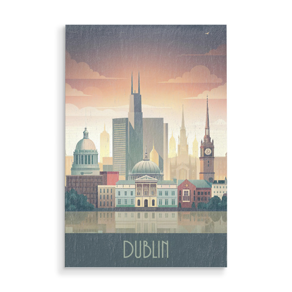 Holzbild "Minimalistische Skyline von Dublin" artboxONE - Städte,Reise,Architektur
