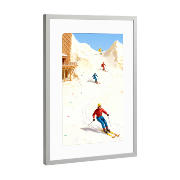 Poster mit Rahmen Silber "Eis-Skigebiet" artboxONE - Reise,Sport