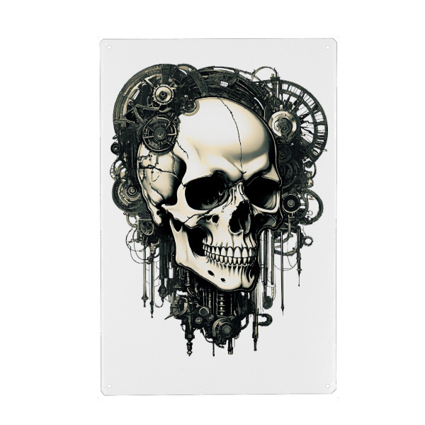 Holzbild "Skull" artboxONE - Fiktion - Skull,Schädel,Technik,Maschine,Steampunk,Zahnrad,Mechanik,Totenschädel,Dearh art,Dark art,Roboter,Fsntssie