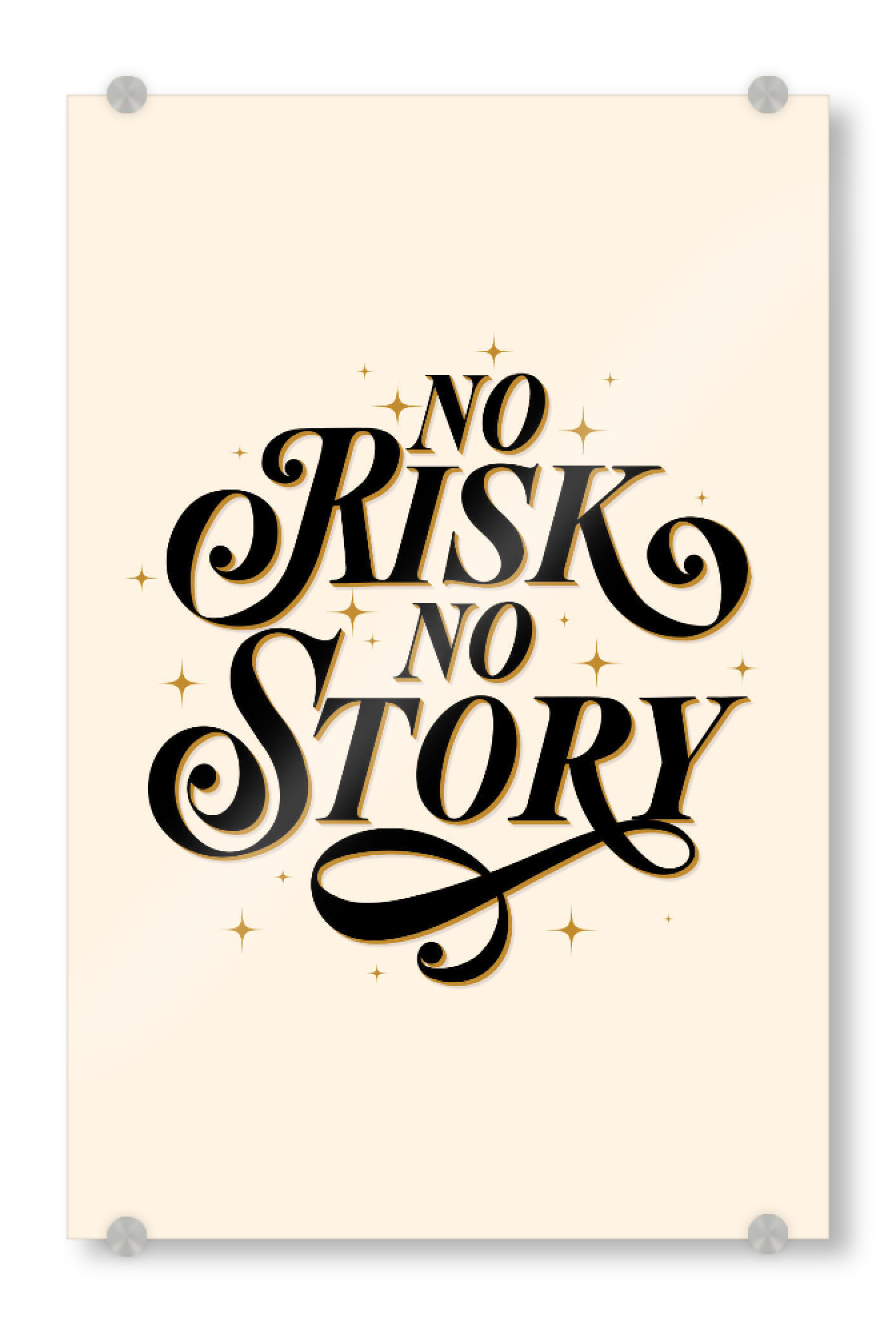 Acrylglasbild "No Risk. No Story" artboxONE - Typografie,Liebe