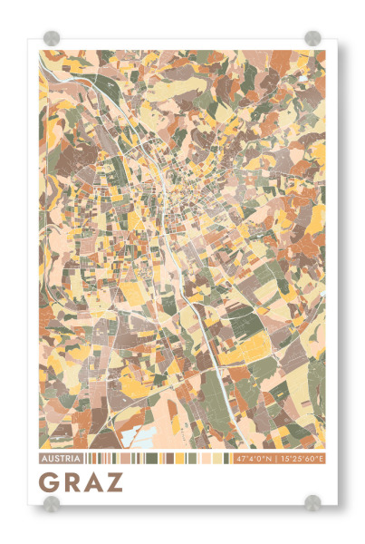 Acrylglasbild "Graz Color Map" artboxONE - Städte / Weitere,Kartografie