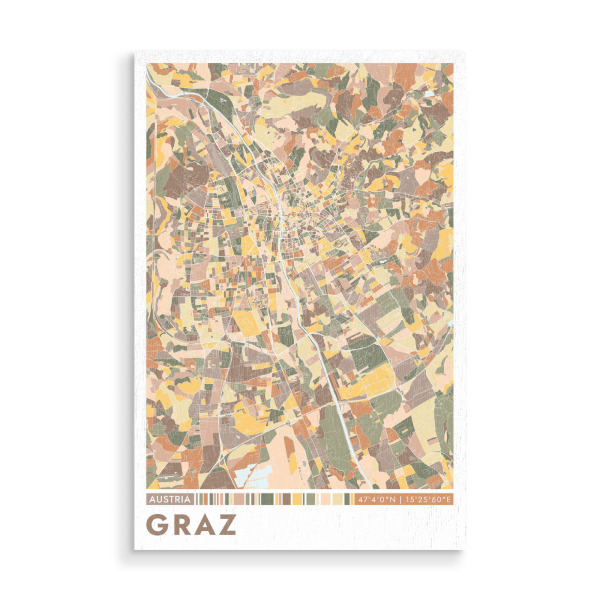 Holzbild "Graz Color Map" artboxONE - Städte / Weitere,Kartografie