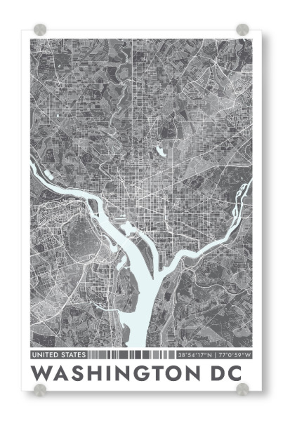 Acrylglasbild "Washington DC City Color" artboxONE - Städte / Washington,Kartografie