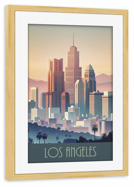 Poster mit Rahmen kiefer "Skyline - Los Angeles" artboxONE - Städte,Reise,Abstrakt,Architektur
