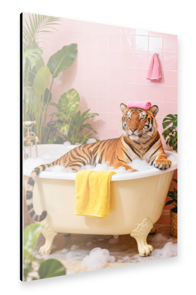 Alu-Dibond "Tiger-Botanisches Badezimmer" 75x50 cm artboxONE