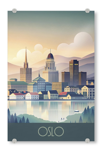 Acrylglasbild "Minimalistische Skyline von Oslo" artboxONE - Städte,Abstrakt,Architektur