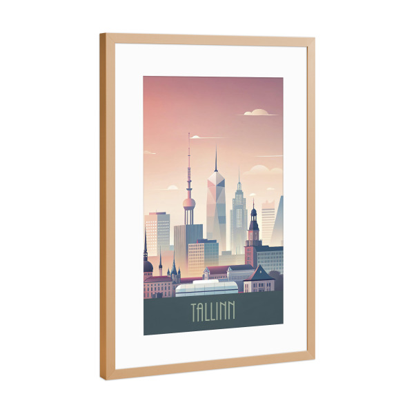 Poster mit Rahmen Kupfer "Skyline von Tallinn" artboxONE - Städte,Reise,Architektur
