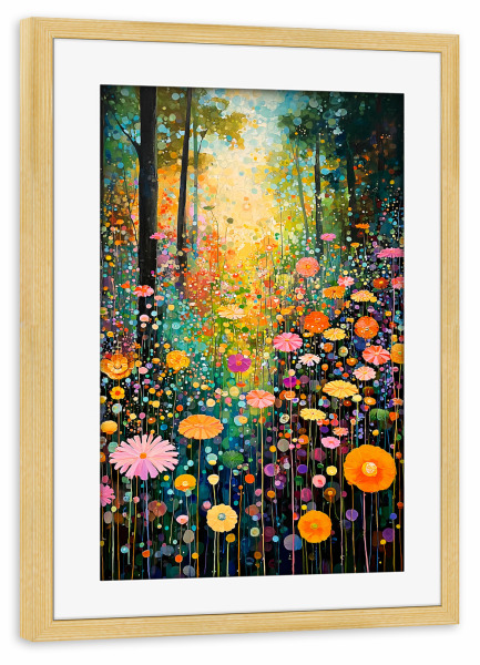 Poster mit Rahmen kiefer "Waldblumen A (matart)" artboxONE - Natur,Floral - Blumen,Forest,Natur,Modern,Kunst,Gustav klimt,Klimt
