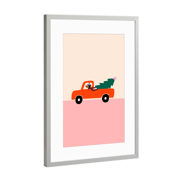 Poster mit Rahmen Silber "Driving Home for Christmas" artboxONE - Automobile,Weihnachten