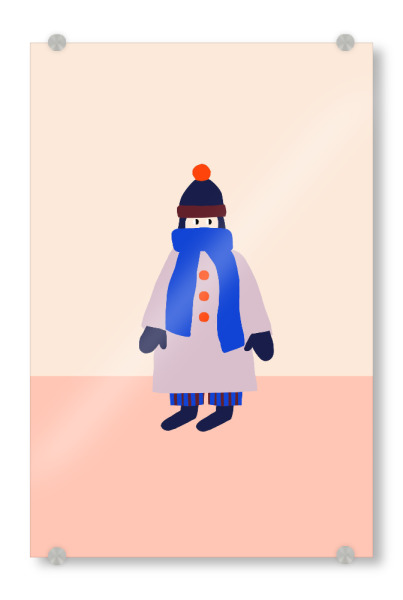 Acrylglasbild "Winter Girl" artboxONE - Menschen - Frau,Mädchen,Winter,Mantel,Cozy,Dopamine decor,Trend,Holiday,Weihnachten,Cold outside