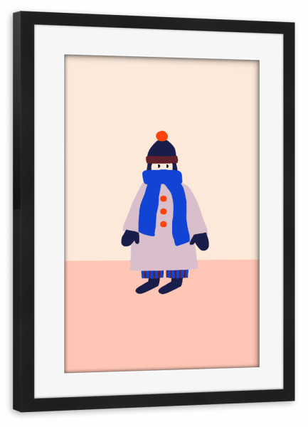 Poster mit Rahmen schwarz "Winter Girl" artboxONE - Menschen - Frau,Mädchen,Winter,Mantel,Cozy,Dopamine decor,Trend,Holiday,Weihnachten,Cold outside