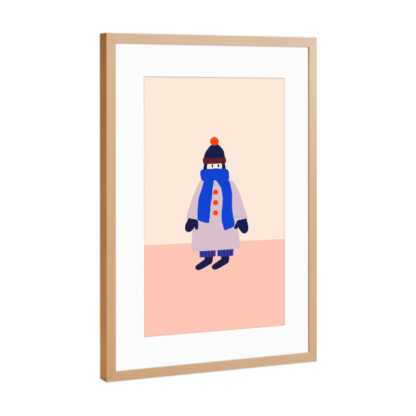 Poster mit Rahmen Kupfer "Winter Girl" artboxONE - Menschen - Frau,Mädchen,Winter,Mantel,Cozy,Dopamine decor,Trend,Holiday,Weihnachten,Cold outside