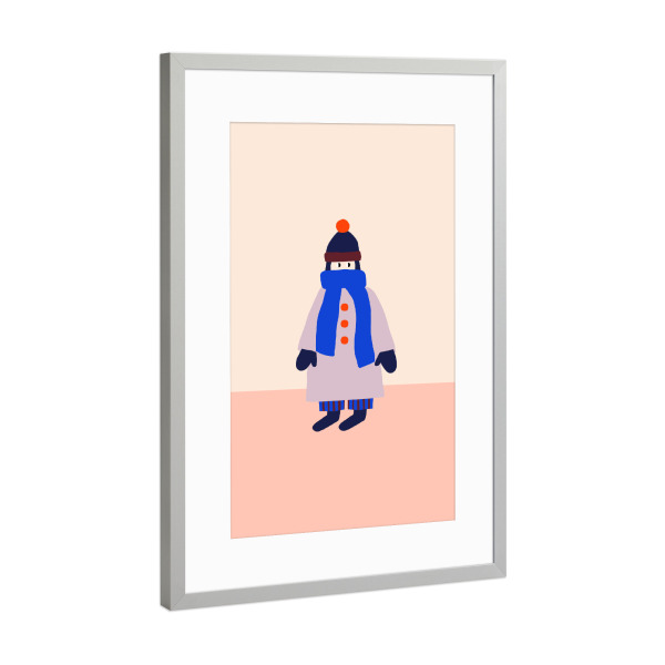 Poster mit Rahmen Silber "Winter Girl" artboxONE - Menschen - Frau,Mädchen,Winter,Mantel,Cozy,Dopamine decor,Trend,Holiday,Weihnachten,Cold outside