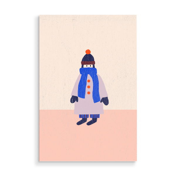 Holzbild "Winter Girl" artboxONE - Menschen - Frau,Mädchen,Winter,Mantel,Cozy,Dopamine decor,Trend,Holiday,Weihnachten,Cold outside