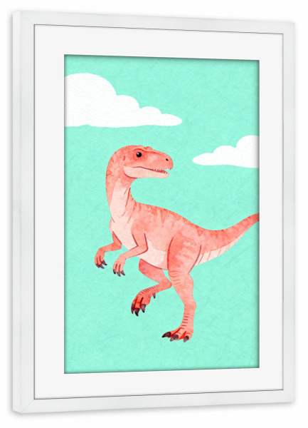 Poster mit Rahmen weiß "Velociraptor-Dinosaurier" artboxONE - Für Kinder,Tiere