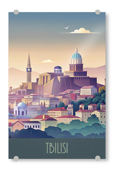 Acrylglasbild "Minimalistische Skyline von Tiflis" artboxONE - Städte,Reise,Architektur