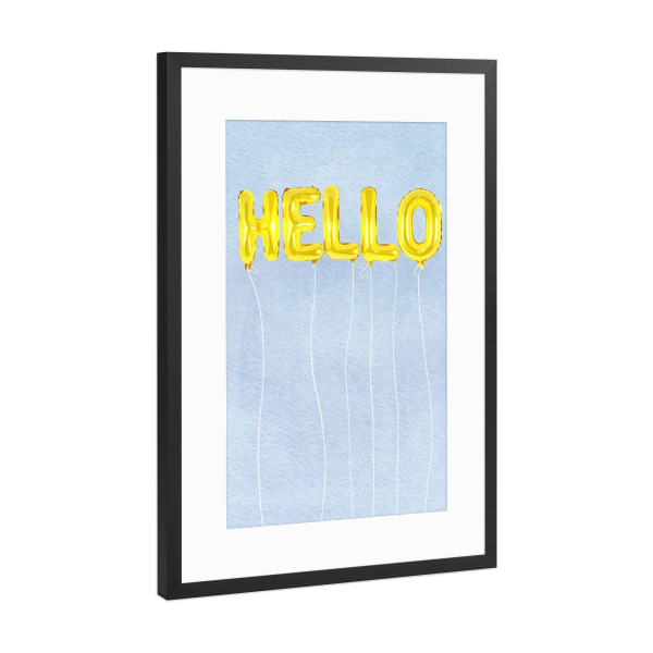 Poster mit Rahmen Schwarz (Metallic) "Hallo Ballonkunst" artboxONE - Typografie