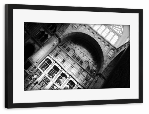Poster mit Rahmen schwarz "Bahnhof Antwerpen" artboxONE - Städte,Reise,Schwarzweiß,Architektur,Reise / Länder