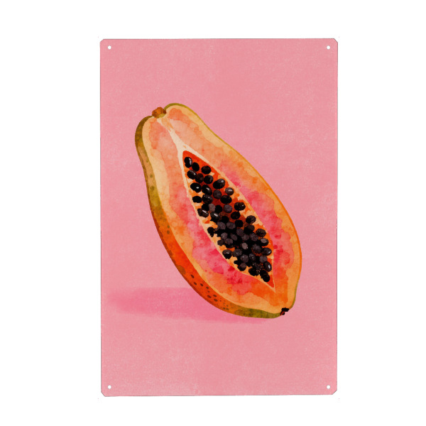 Holzbild "Papaya-Illustration" artboxONE - Essen & Trinken,Liebe,Essen & Trinken / Obst & Gemüse